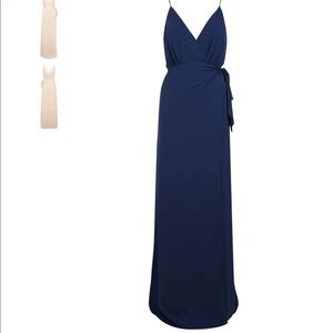 NWT WAYF Wynona Faux Wrap Dress in Navy